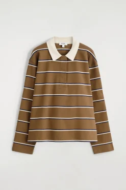 GESTREIFTES LANGÄRMLIGES POLOSHIRT