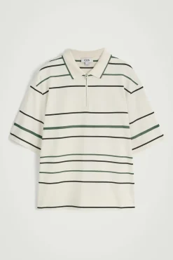 GESTREIFTES POLOSHIRT MIT KURZEM REISSVERSCHLUSS