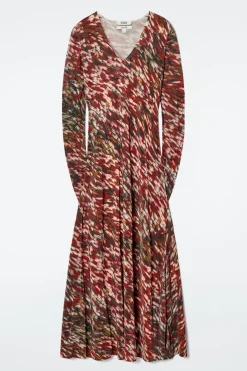 HALBTRANSPARENTES GESTRICKTES MAXIKLEID MIT PRINT