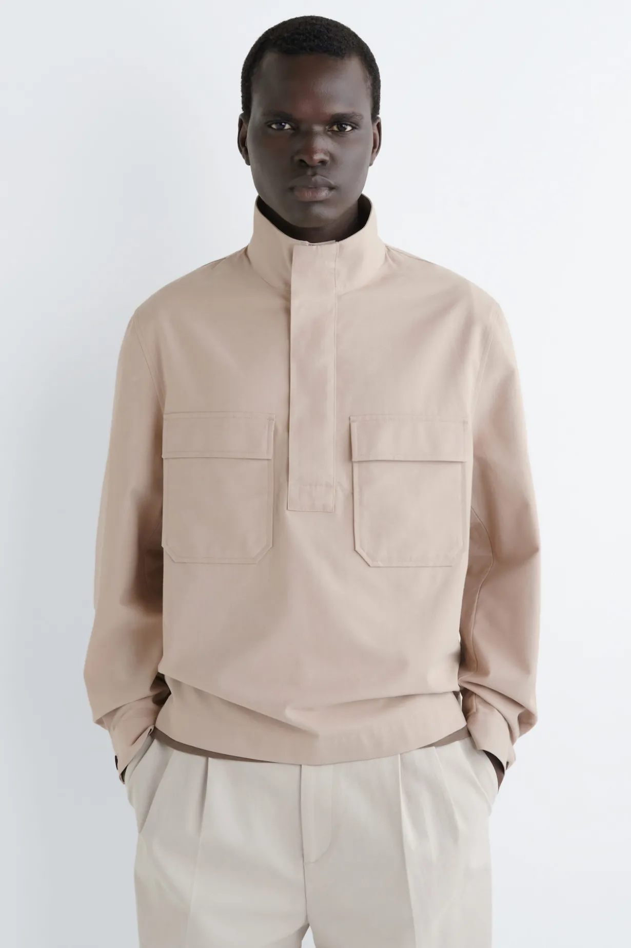 HEMDJACKE AUS BAUMWOLL-TWILL MIT REISSVERSCHLUSS