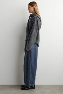 HOSE AUS DENIM MIT KORDELZUGBUND UND BARREL-BEIN