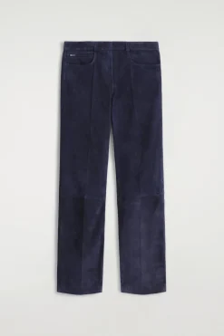 HOSE AUS VELOURSLEDER MIT GERADEM BEIN
