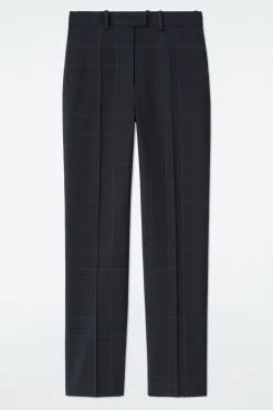 HOSE MIT GERADEM BEIN UND WINDOWPANE-KARO