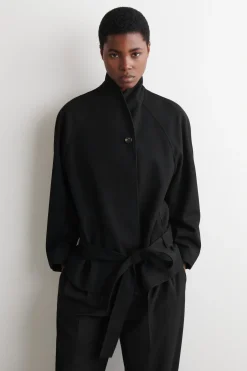 JACKE AUS WOLL-MIX MIT SCHALKRAGEN UND GÜRTEL