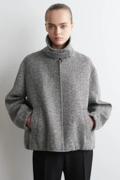 JACKE AUS WOLL-TWEED MIT KRAGEN