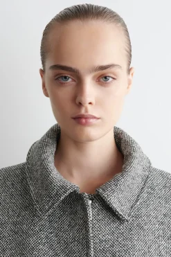 JACKE AUS WOLL-TWEED MIT KRAGEN