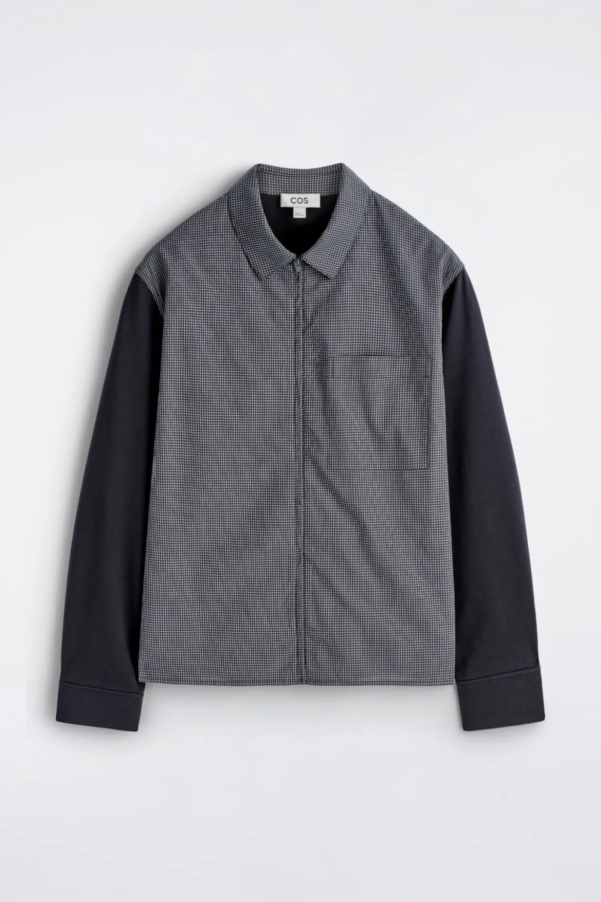 KARIERTE HARRINGTON-JACKE MIT JERSEY-PARTIE