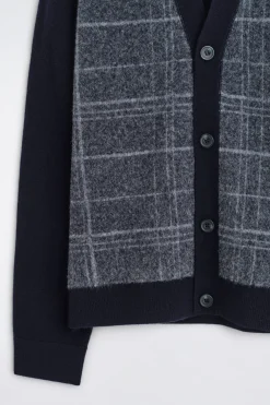 KARIERTE STRICKJACKE AUS WOLLE MIT V-AUSSCHNITT