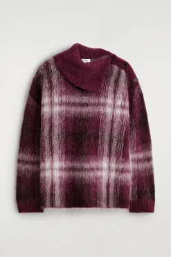KARIERTER PULLOVER AUS ALPAKA-MIX MIT KNOPF