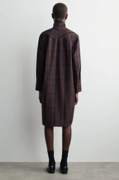 KARIERTES HEMDKLEID AUS WOLL-MIX