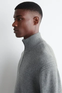 KASCHMIRPULLOVER MIT KURZEM REISSVERSCHLUSS