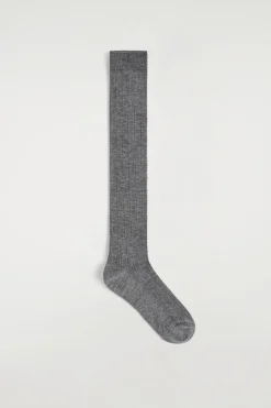 KNIESTRÜMPFE AUS SEIDENMIX MIT POINTELLE-MUSTER