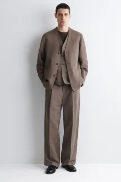 KRAGENLOSER BLAZER AUS LEINEN-MIX