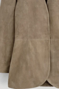 KRAGENLOSER BLAZER AUS VELOURSLEDER