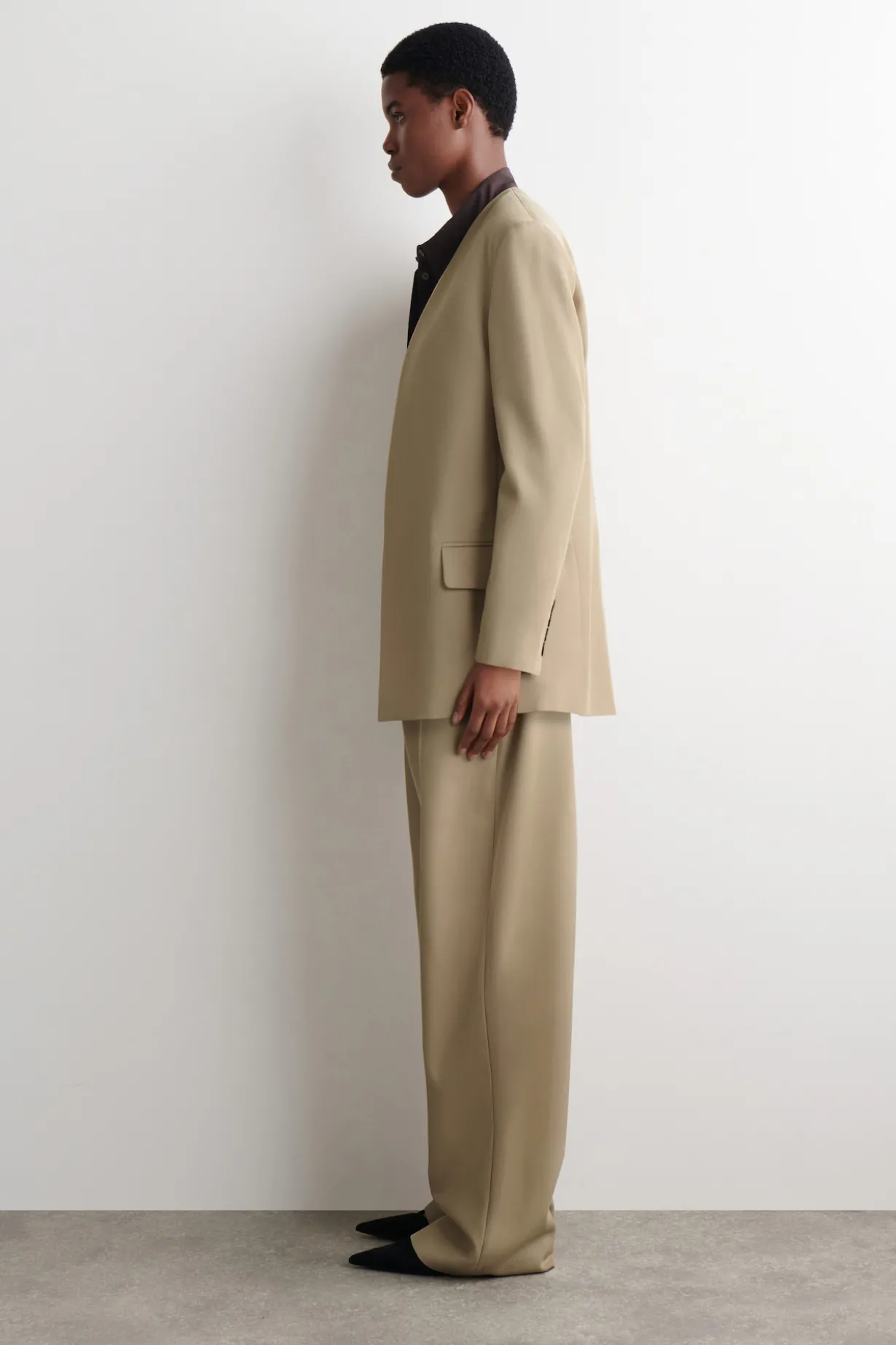 KRAGENLOSER BLAZER AUS WOLL-TWILL