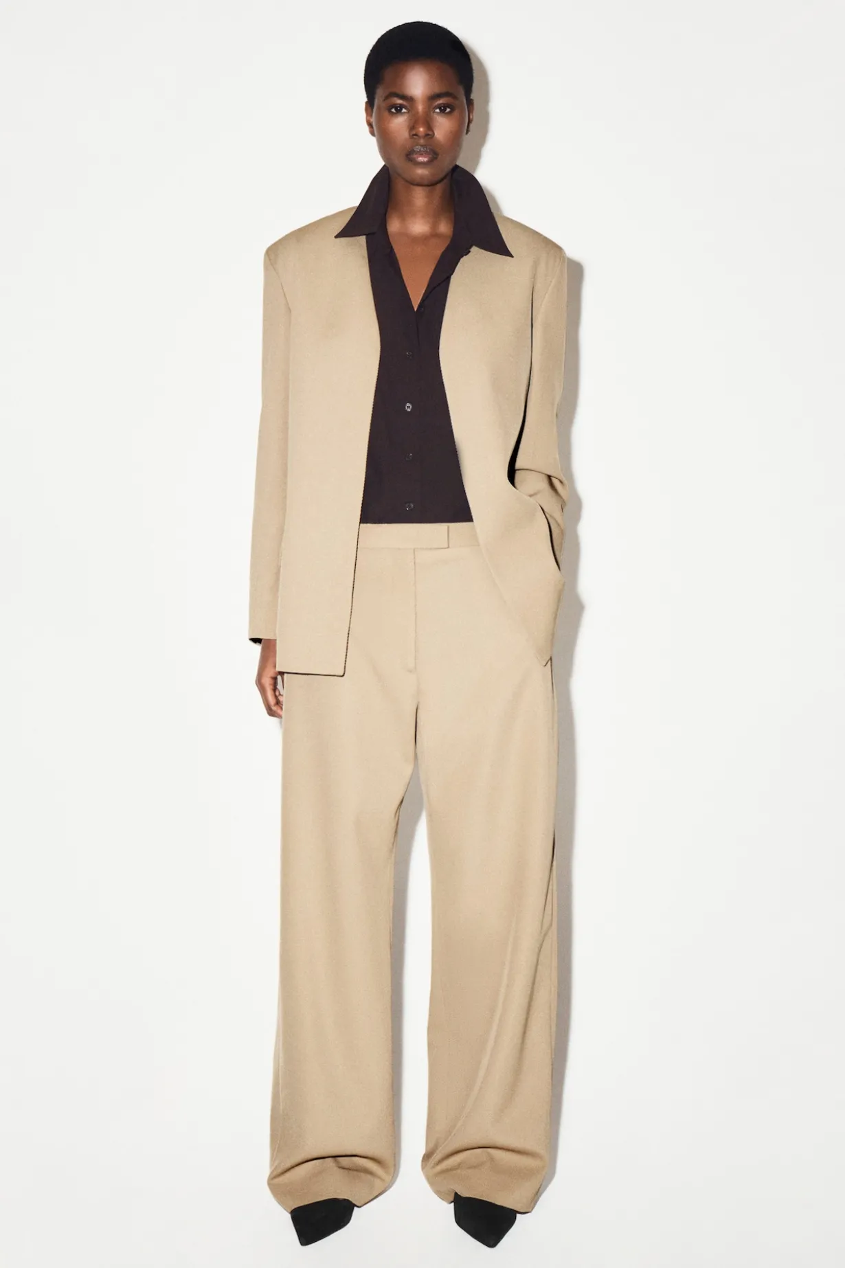KRAGENLOSER BLAZER AUS WOLL-TWILL