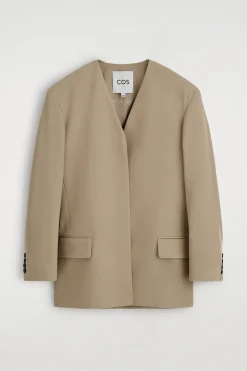 KRAGENLOSER BLAZER AUS WOLL-TWILL