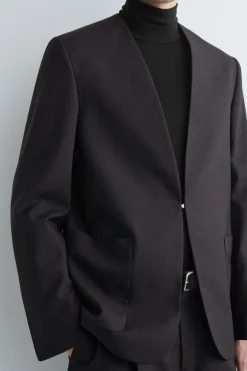 KRAGENLOSER WOLLBLAZER