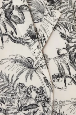 KURZARM-BLAZER MIT BOTANISCHEM PRINT