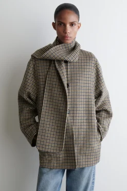 KURZJACKE AUS DOUBLEFACE-WOLLE MIT SCHAL