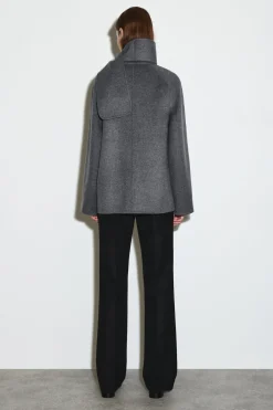 KURZJACKE AUS DOUBLEFACE-WOLLE MIT SCHAL