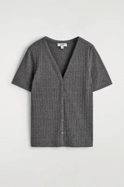KURZÄRMLIGE STRICKJACKE AUS POINTELLE-STRICK