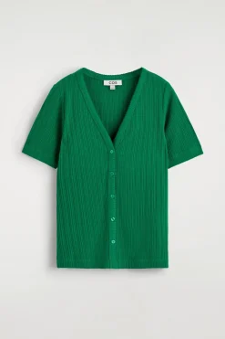 KURZÄRMLIGE STRICKJACKE AUS POINTELLE-STRICK