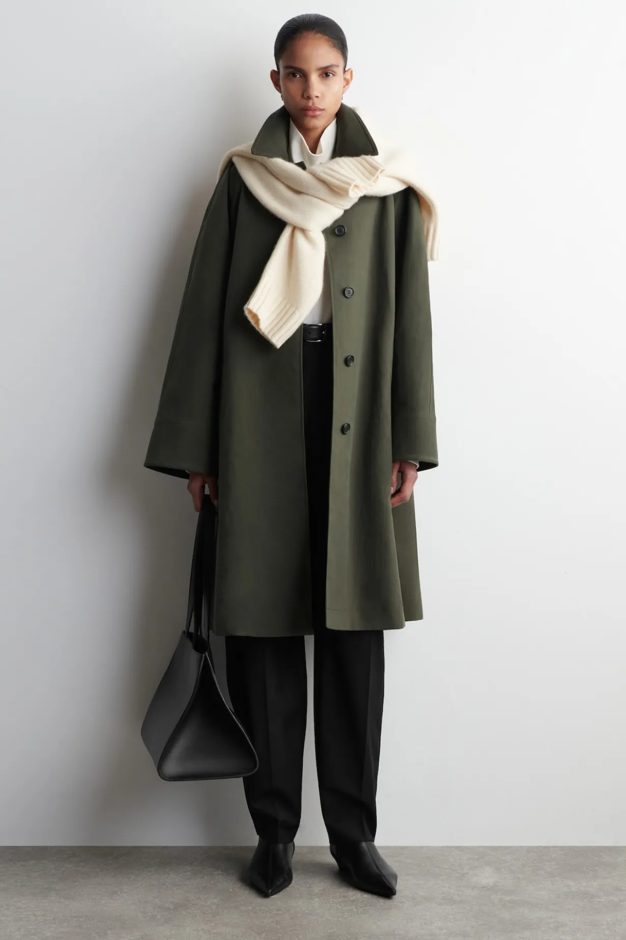 LANGER CAR COAT MIT WOLLEINSÄTZEN