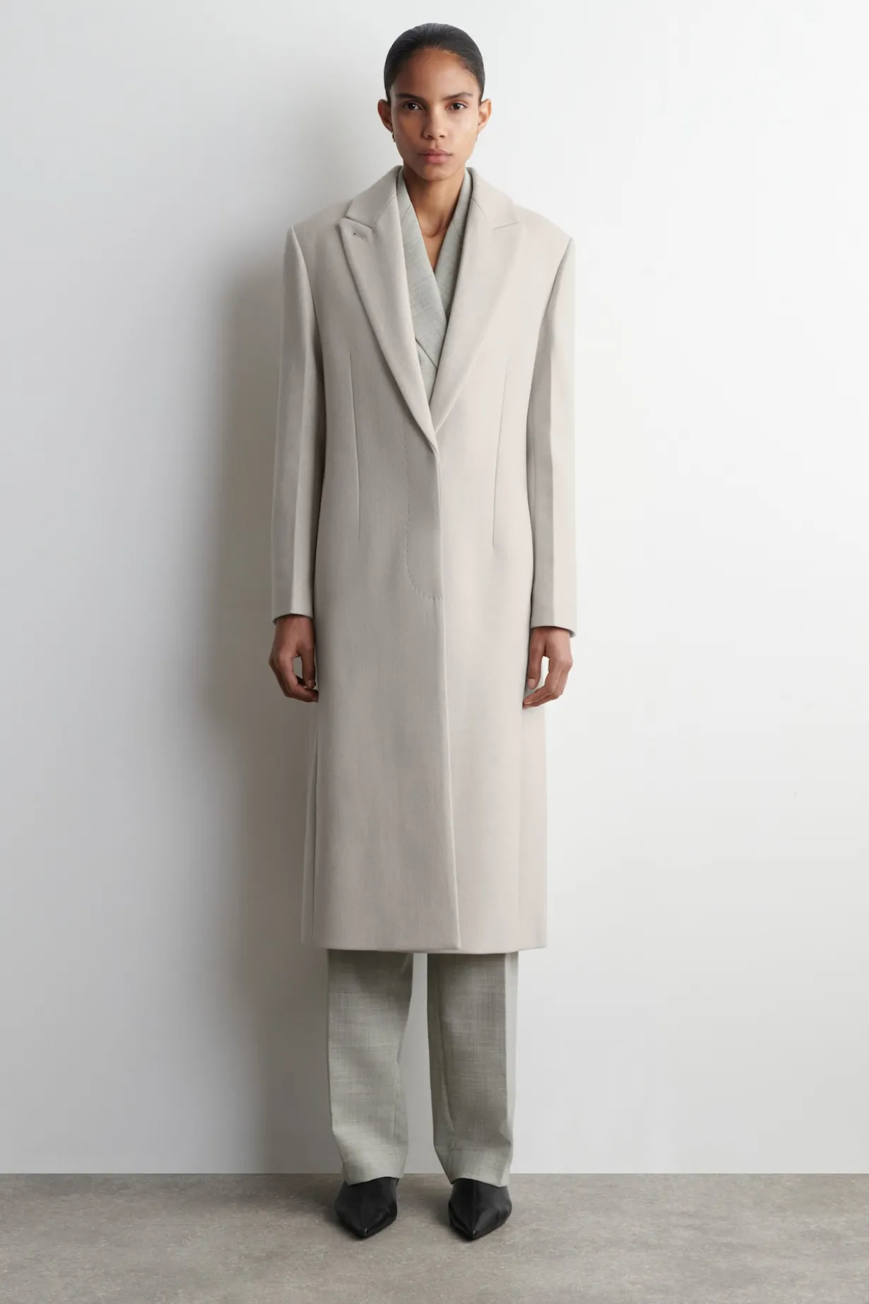 LANGER MANTEL AUS WOLL-TWILL