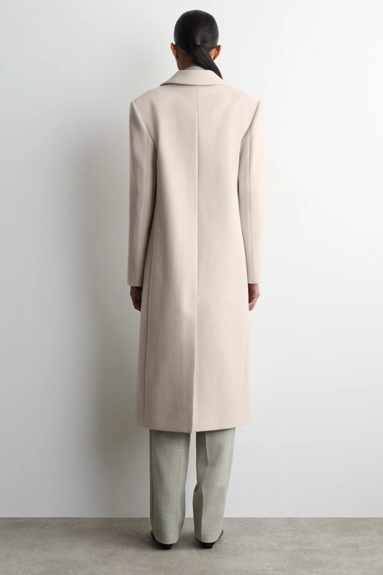 LANGER MANTEL AUS WOLL-TWILL