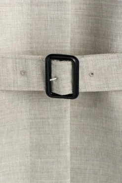 LANGER TRENCHCOAT AUS LEINEN UND WOLLE