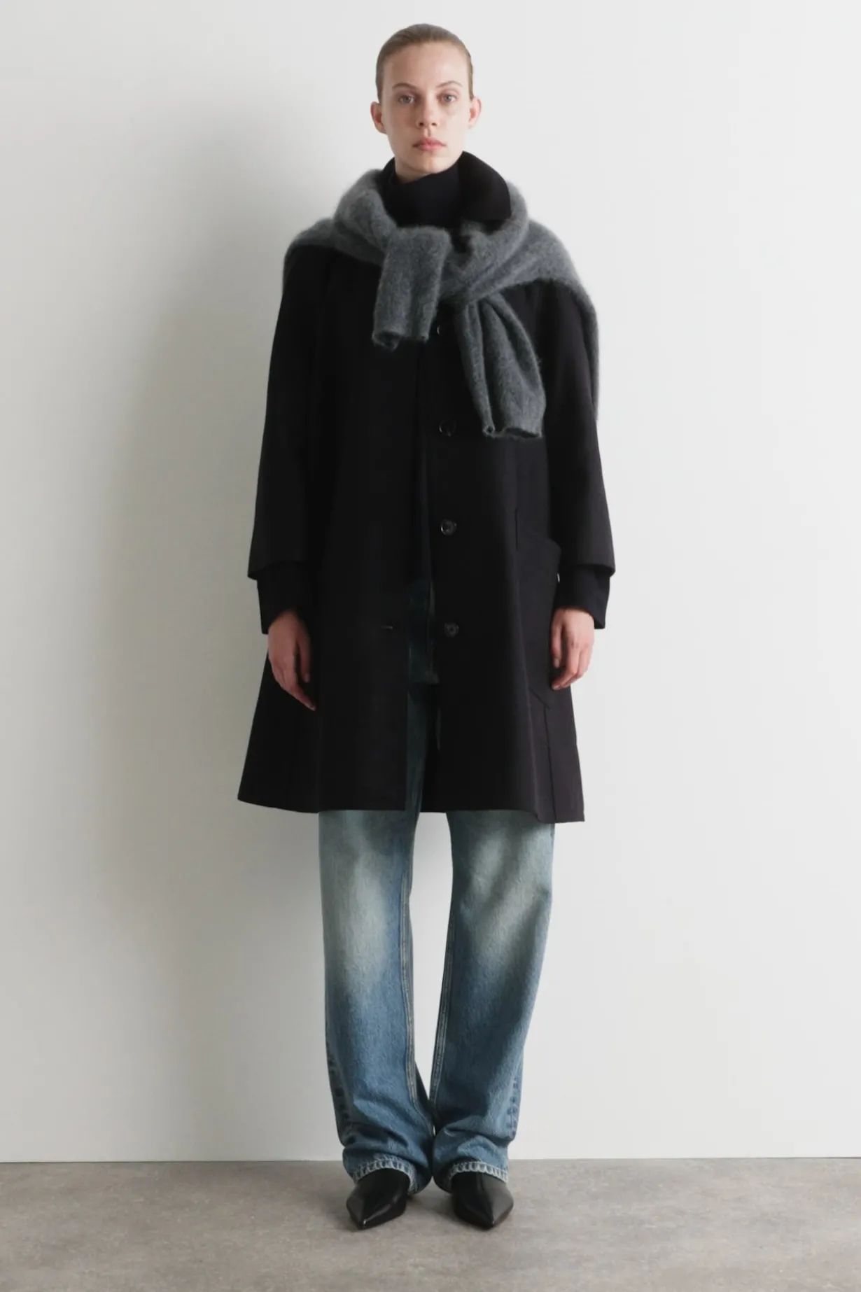 LANGER, VOLUMINÖSER CAR COAT AUS WOLLE