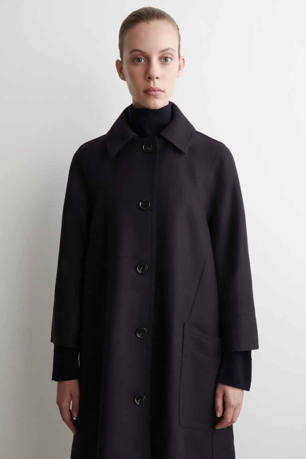 LANGER, VOLUMINÖSER CAR COAT AUS WOLLE