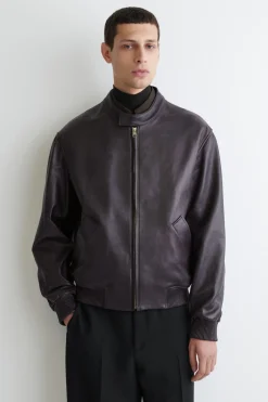 LEDERJACKE MIT ABNEHMBAREM SHEARLING-KRAGEN