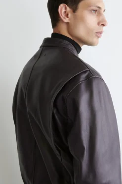 LEDERJACKE MIT ABNEHMBAREM SHEARLING-KRAGEN