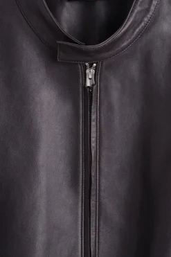 LEDERJACKE MIT ABNEHMBAREM SHEARLING-KRAGEN