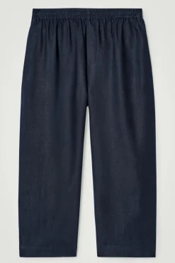 LEINENHOSE MIT WEITEM BEIN UND ELASTISCHEM BUND