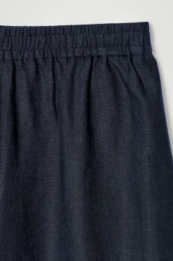 LEINENHOSE MIT WEITEM BEIN UND ELASTISCHEM BUND