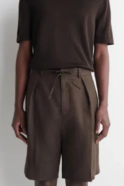 LEINENSHORTS MIT KORDELZUGBUND UND FALTEN