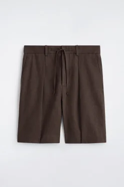 LEINENSHORTS MIT KORDELZUGBUND UND FALTEN