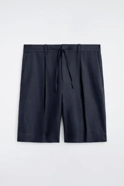 LEINENSHORTS MIT KORDELZUGBUND UND FALTEN