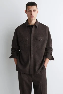 LOCKERE HEMDJACKE AUS GEKOCHTER WOLLE