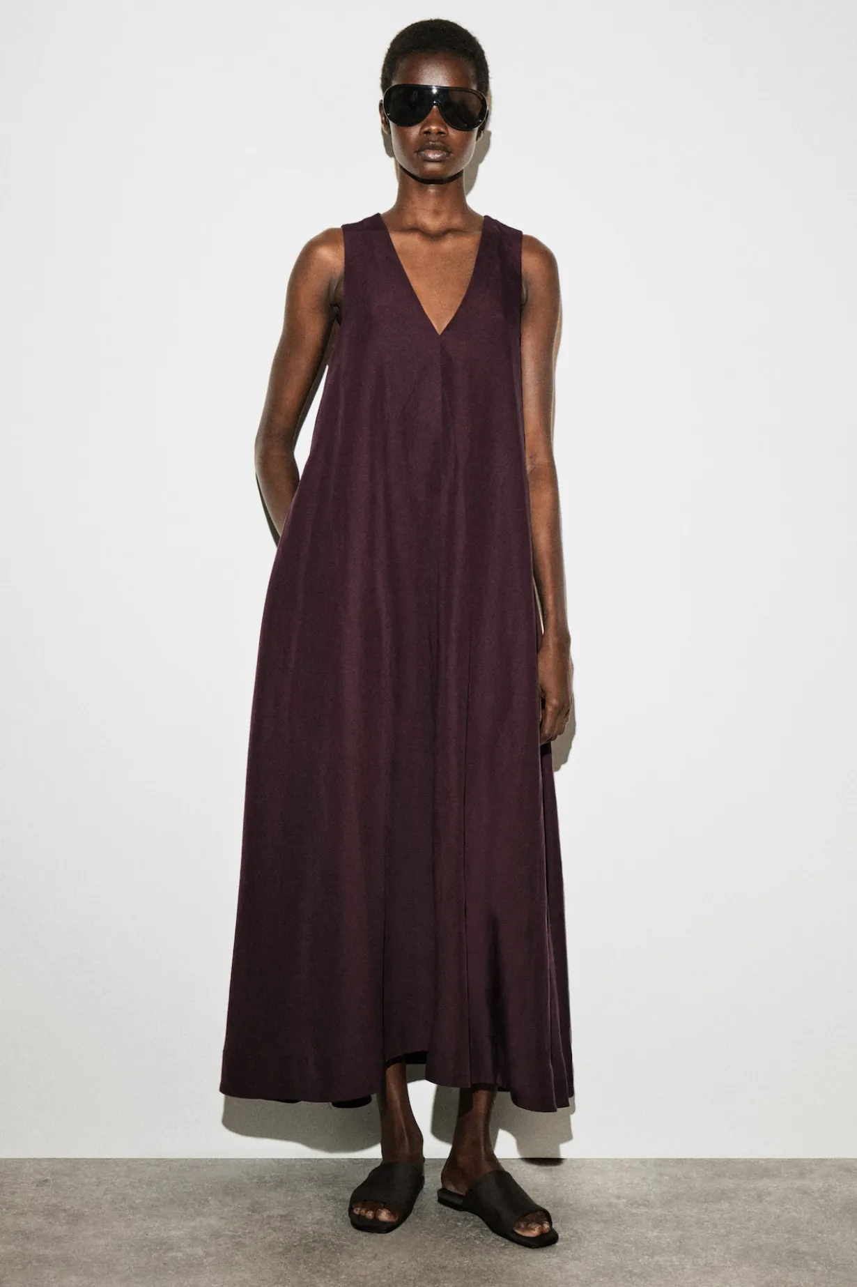 MAXIKLEID AUS LEINEN-MIX IN A-LINIE