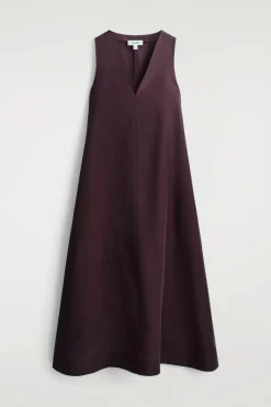 MAXIKLEID AUS LEINEN-MIX IN A-LINIE