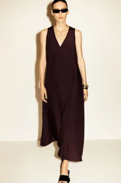 MAXIKLEID AUS LEINEN-MIX IN A-LINIE