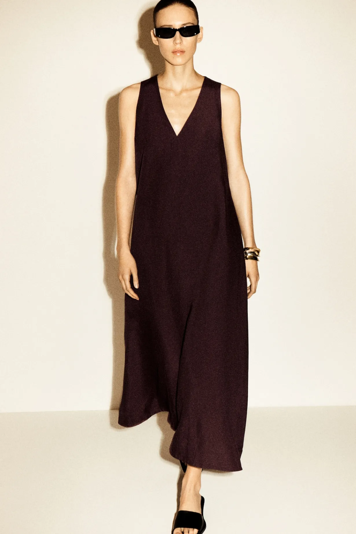MAXIKLEID AUS LEINEN-MIX IN A-LINIE