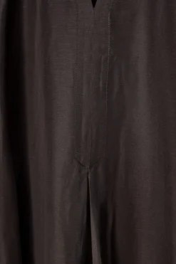 MAXIKLEID AUS LEINEN-MIX IN A-LINIE