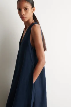 MAXIKLEID AUS LEINEN-MIX IN A-LINIE