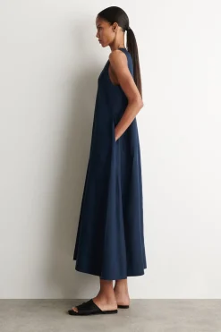 MAXIKLEID AUS LEINEN-MIX IN A-LINIE