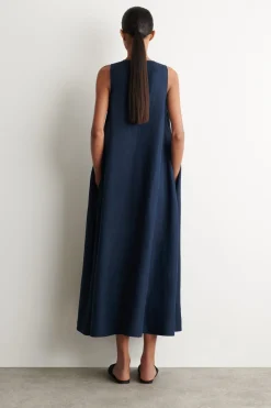 MAXIKLEID AUS LEINEN-MIX IN A-LINIE